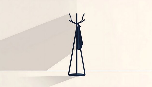 Minimalist black lamp on white background.
