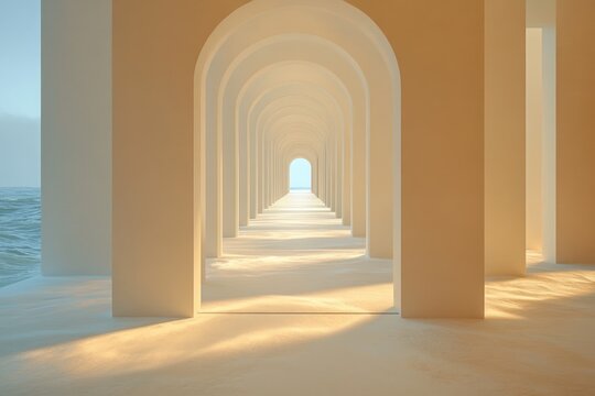 Oceanfront archway pathway sunrise