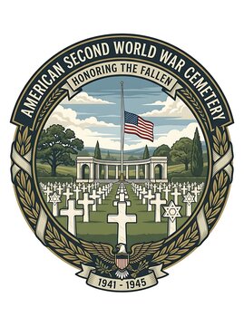 Commemorative emblem of an american second world war cemetery