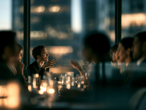 Diverse Business men and women at their meeting at modern urban glassy office