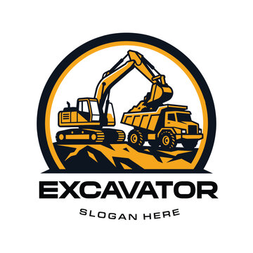 Illustration of Excavator Heavy Duty Vehicle Design Vector Illustration