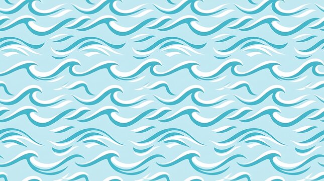 Stylized blue ocean waves seamless pattern
