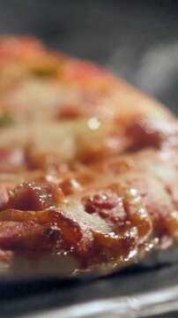 Fresh Pizza Baking in a Hot Oven