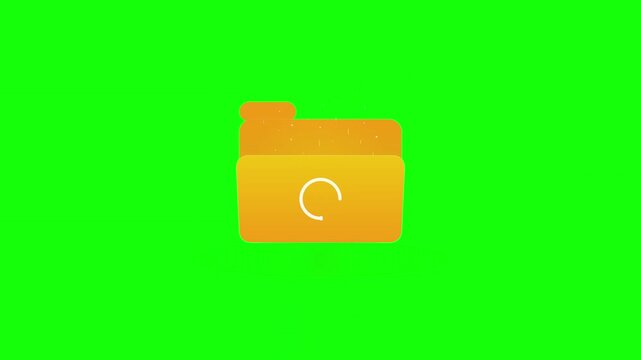 Yellow folder loading icon animation on green screen