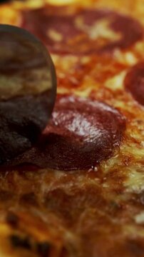 Close-up of Delicious Hot Pepperoni Pizza