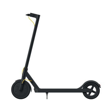 Illustration of an electric scooter, on a white background, suitable for short distance travel and easy to operate.