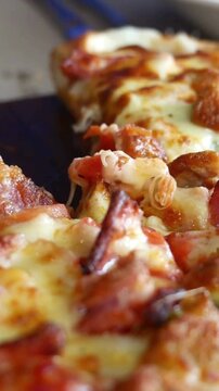 Freshly Baked Meat Lovers Pizza Close Up