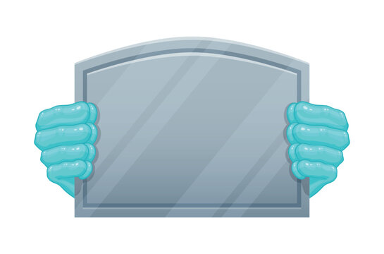 Illustration of a Halloween banner being clutched by a monsters hands, for use as party invitations or decorations for Halloween events.