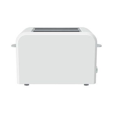 Illustration of a kitchen toaster, on a white background, for toasting slices of bread at home.
