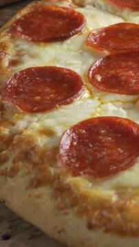 Freshly Baked Pepperoni Pizza Close-Up Video