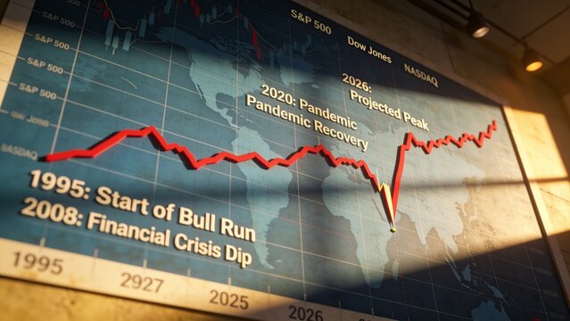 a bull market diagram on the global stock market from 1995~2026