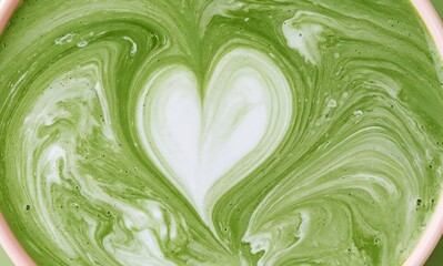 Obraz premium liquid milk and matcha, Latte art