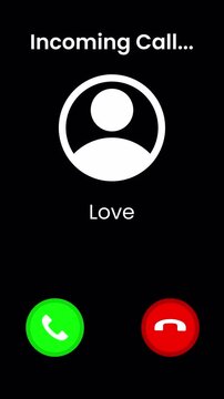 Modern incoming call screen interface with love profile and answer or decline buttons on a transparent background