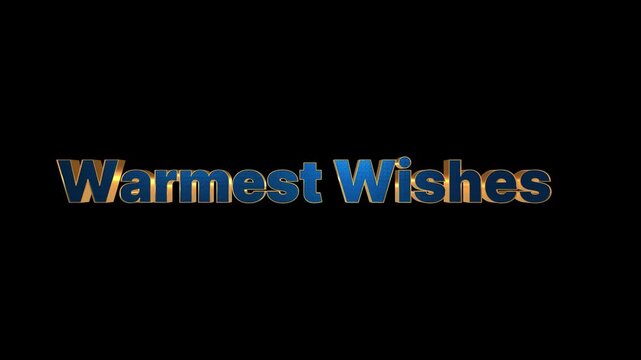 Warmest Wishes message written in a metallic blue and gold typeface sits centered on a solid black background to offer a clean and professional look for holiday marketing and digital invitations.