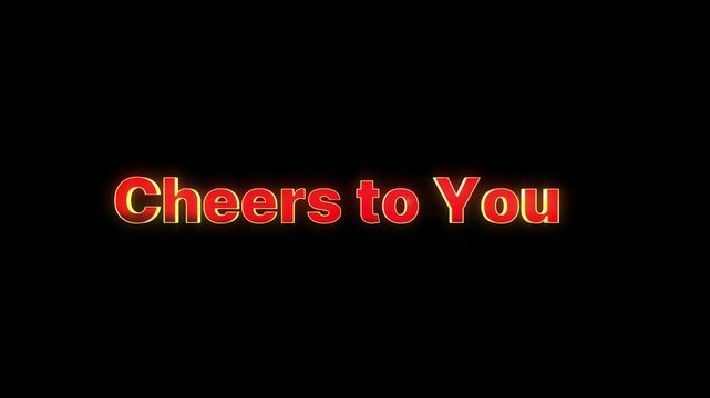 Cheers to You appears as a vibrant red graphic element centered on a solid black field to provide a clean and high-contrast visual for holiday marketing materials or celebratory digital content.