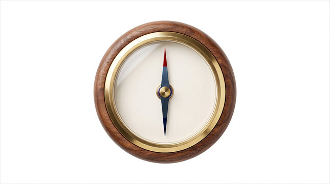 A classic, elegant compass with a wooden casing and brass accents - ideal for business concepts, travel blogs, navigation themes, goal setting, and strategic planning visuals