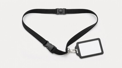 Fototapeta premium Black Breakaway Safety Lanyard with Blank Badge Holder