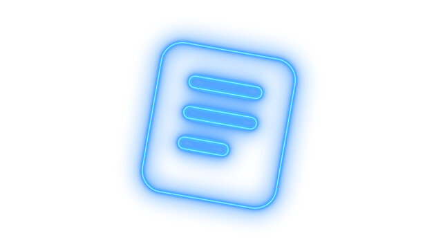 Glowing neon document file icon isolated on transparent background. Digital text page. Office note sheet. Data content symbol. Cyber UI button.
