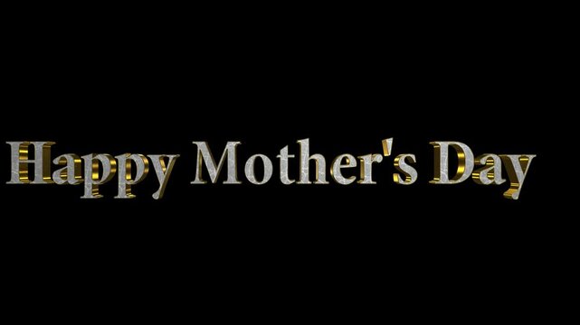 Happy Mother's Day text appears in metallic gold lettering against a stark black background to celebrate the annual holiday honoring maternal figures with a sophisticated and elegant graphic design.