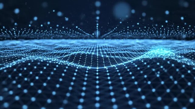 Blue digital data wave flowing through cyberspace