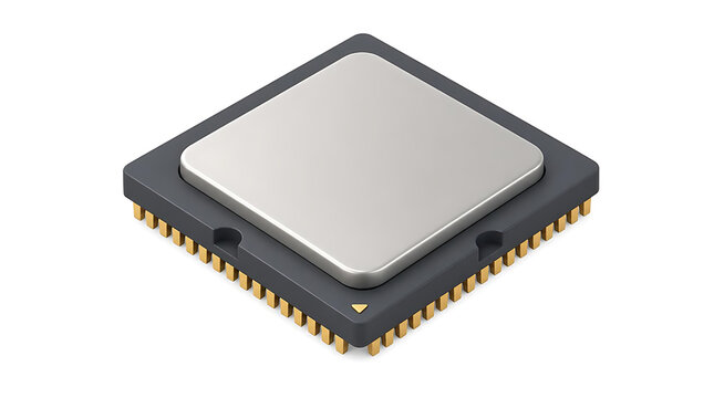 Close up view of a modern computer processor chip.