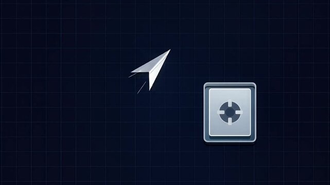 Digital transaction document animation on dark grid background