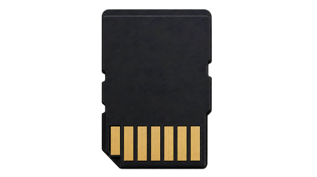 Black microSD memory card with gold contacts.