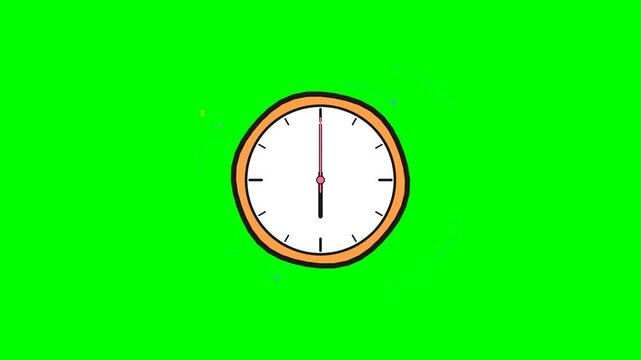 Analog clocks with moving hands on green screen