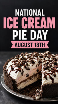 National Ice Cream Pie Day August 18th Delicious Dessert Concept
