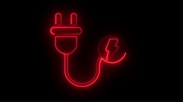 Abstract neon power icon animation in black background. neon blue color ,animation in power icon. neon fast charging Electric Charging Station Battery video.