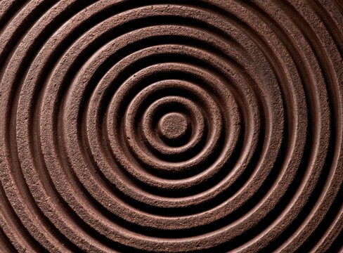 Concentric ridged brown chocolate circles forming a hypnotic spiral pattern