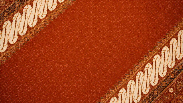 Indonesian Batik Fabric Texture with Traditional Parang Motif Pattern