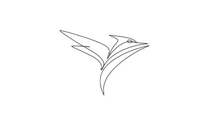 Obraz premium Minimalist Bird Logo Design, Continuous Line Art, Abstract Flying Animal Icon