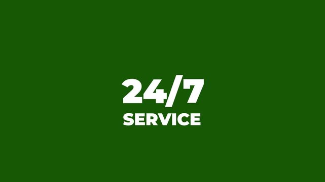 24 hours 7 days customer service animation. Service for business communication and customer help assistance.