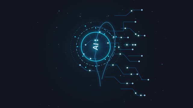 Abstract Neural AI Head Circuit Animation Seamless Loop with