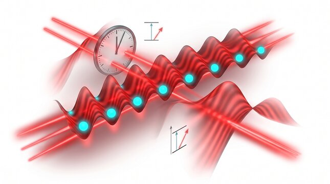 3D Physics Diagram of Strontium Atoms Trapped in an Optical Lattice Clock