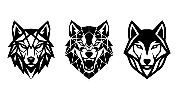 Modern wolf head emblem logo vector collection for branding