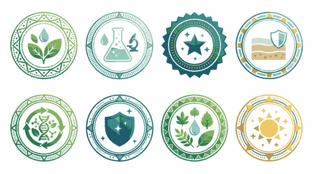 Natural Cosmetic Certification Badges Set