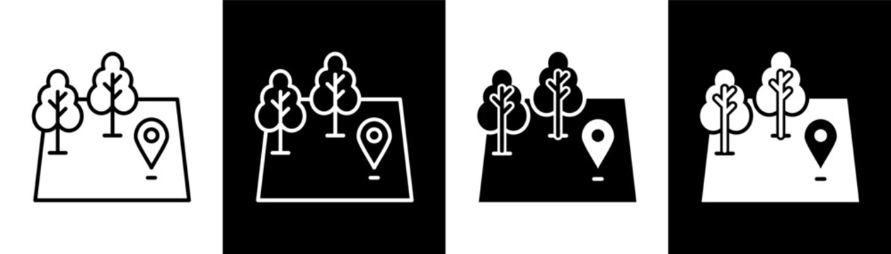 Land white and black icon set design