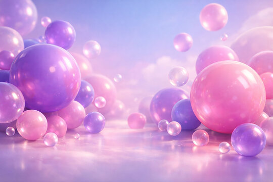 Glossy Pastel Pink and Purple Balloons Background