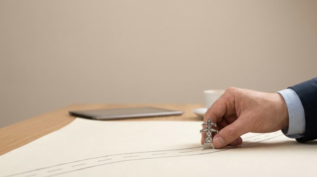 Individual writing on a piece of paper emphasizing the modernization of electric grids and sustainable practices