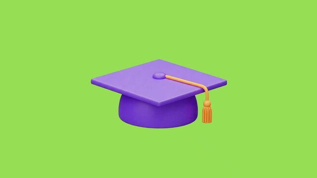 3d icon animation of a graduation cap