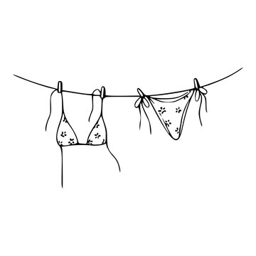minimalist two-piece swimsuit line art drawing for summer, beach, or vacation cocnept