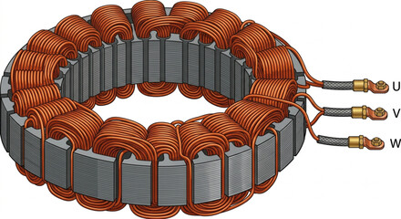 Three-phase electric motor stator winding vector illustration © Wiji