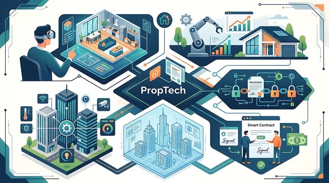 Proptech ecosystem showcasing smart city and real estate innovations