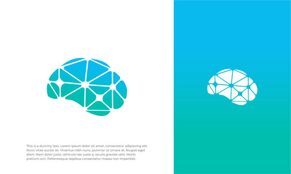 Digital brain tech logo design vector template for artificial intelligence and neural network