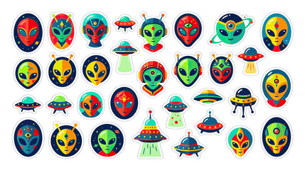 Alien Faces and UFOs Sticker Collection © Ulfi