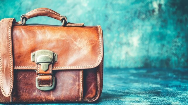 Classic brown leather briefcase bag for professional business executives and office work setup