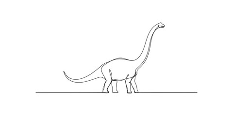 Continuous single line drawing of a brontosaurus dinosaur © Kartik