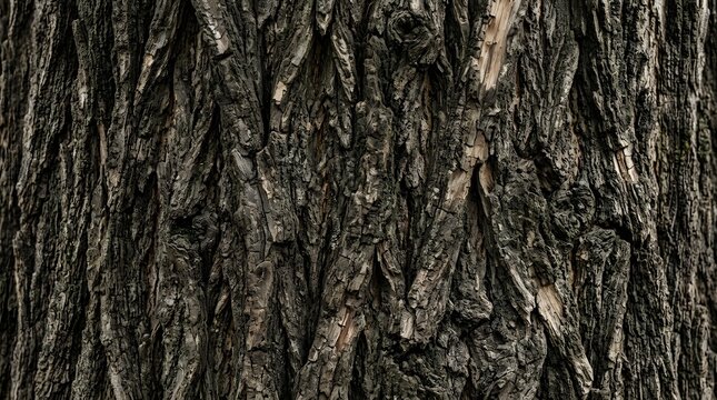 Close up view of textured dark tree bark surface.